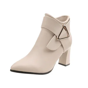 Autumn and Winter New High heeled Women’s Pointed Ankle Boots with Slimming Effect Martin Boots