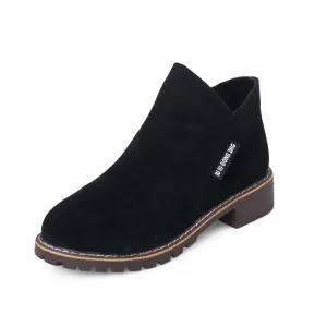 Autumn and Winter New Korean Women’s Short Low Heel Low Tube Boots PU Upper Rubber Midsole Cotton Lining Student