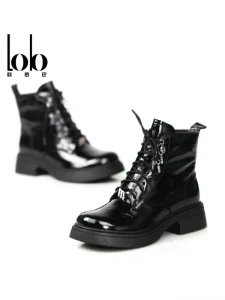 Autumn and Winter Women’s Bare Boots with Side Zipper Thick Sole Height Increasing Casual Ankle Boots Women’s Shoes