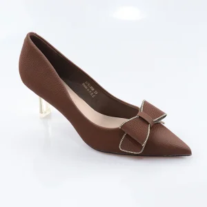 Banquet Fashion Women’s High Heels Shoes Shallow Mouth Pointed Head Rhinestone Bow Slip On Breathable Summer
