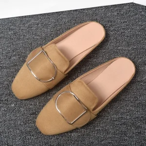 Baotou Half Slippers Women’s Flat Square Toe Casual Mules Large Size 41 44