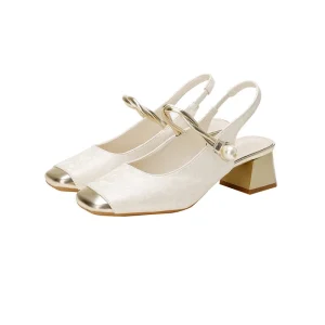 Baotou Pearl Retro Fairy Style High Heeled Sandals Coarse Heeled Women’s Sandals