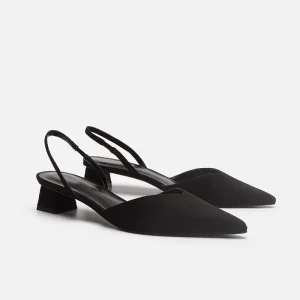 Baotou Women’s Summer Pointed Toe Medium Heel Sandals PU Upper Rubber Sole Everyday Casual Style Large Size