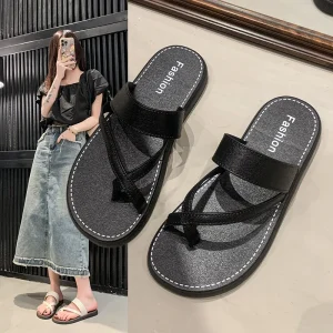 Beach Shoes Slippers Women’s Summer Fashion Outerwear Seaside Thick Bottom Slope Heel Clip on Cold Scooters