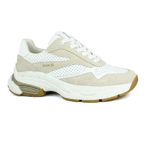 Beige Women’s Outdoor Sports Walking Shoes White PU Suede Breathable Platform Fitness Sneakers