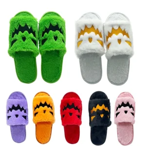Best Made Soft Halloween Pumpkin Fur Breathable TPR Outsole Winter Warm Indoor Outdoor Women’s for