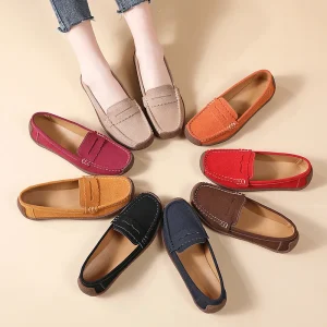 Big Size 36 44 suede leather Mother’s s slip on Loafers for Women
