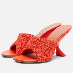 Big Size 45 Women’s Open Toe Sandals Designer Style Summer Slip on Mules Pumps Irregular High Hook Heels Shoes