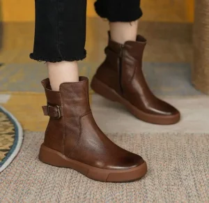 Big Size Women’s Boots Autumn and Winter New Short Boots Round Toe Flat Bottom Casual Causal Boots Lady Shoes