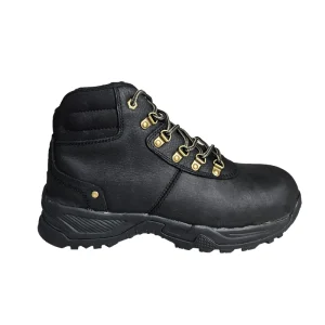 Black CE Anti Puncture Waterproof Steel Toe Leather Work Shoes Women Safety Secure Non Slip Mid Cut Shoes for All Season