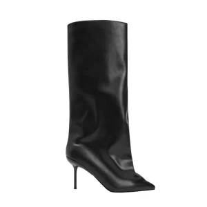Black Luxury PU Shark Women’s Pointed Toe Zip Height Increasing Comfort Winter Autumn Snow Boot Knee High Heel
