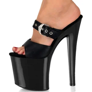 Black Thick Bottom Platform Thin Heel 8-inch Pole Dance High Heels Women’s Gothic Large Sandals
