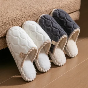 Black White Pink Blue Anti-slip Plush Warm Fuzzy Indoor Home Slippers Men Women