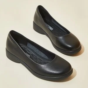 Black Women’s Work Pumps Low Heel 3cm Comfortable Durable Slip On Lady Office Shoes