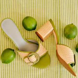 Block Heel Sandals Raffia Low Heels 2.5 Inch Round Open Toe Sandals for Ladies Slip on Summer Vacation Sandals Women’s Shoes