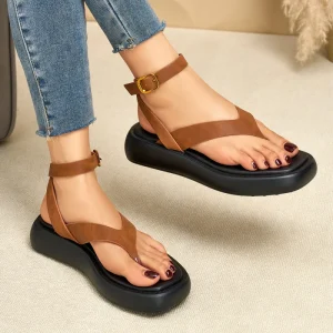 Bohemian Style Roman Slip On Flip Flop Wedge Sandals Women’s Retro Strappy Head Slides Casual All Match Outdoor Beach Spring