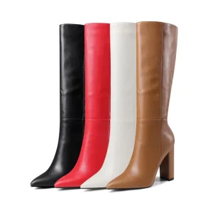 Botas De Mujer Fall Knee Length Block Heel New Fashion Leather High Women’s Boots