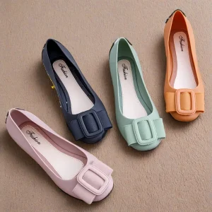 Bow Flats Jelly Shoes for Women Slip On Princess Sandals Closed Toe Lightweight Comfortable Sandals