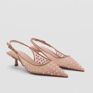 Bowknot Style Sandals Women’s Pointed Toe Outdoor Mesh Back Strap Shallow High Heel Mules Shoes Heels