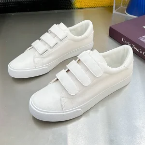 Breathable Artificial Leather Couple’s Three-belt Skate Shoes Men’s Casual Shoes Flats Women’s Loafers
