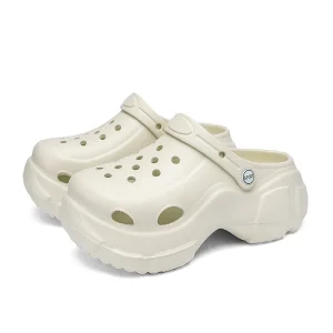 Breathable Beach Shoes High Heel Thick Sole EVA Upper Women’s Casual Indoor Outdoor Daily Wear Sandals Hollow