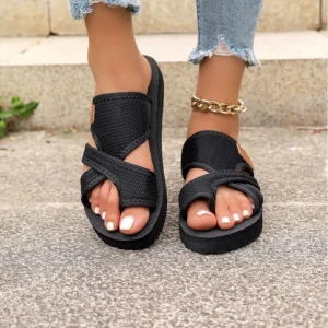 Breathable Mesh Cloth Fish Mouth Toe Slippers Wear-resistant Soft Bottom Beach Women’s