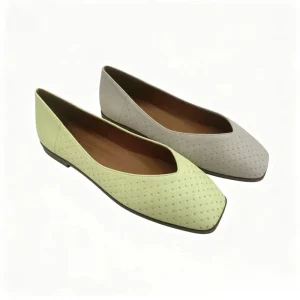 Breathable Perforated Women’s Flat Shoes Square Toe Comfortable Slip On Casual Work Flats for Ladies