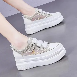 Breathable Thick Soled Small White Shoes New Summer High Rise Women’s Shoes Mesh Side Student Thick Soled Sports Shoes