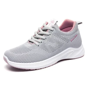 Breathable Woven Mesh Running Sporty Casual Women’s Flat Lightweight Cushioned Sneakers for Women