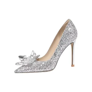 Bridal Shoe Cinderella Shoe Wed Shoe for Woman Silver Crystal High Heel Wedding Shoes