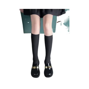 British Retro Style Women’s Slip-On Loafers Elegant Black Genuine Leather Lightweight Small Platform Thick Heel Spring Summer