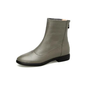British Style Women’s Boots Look Slim Short Boots with Soft Leather and Thin Design Single Boot