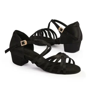 Brown 3.5 Cm Low Heel Social Salsa Dance Shoes For Studio Soft Sole Satin Latin Bachata Tango Ballroom Shoes