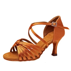 Brown Suede Sole Latin Dance Shoes Rumba Salsa Ballroom Jazz Dancing Shoes For Women