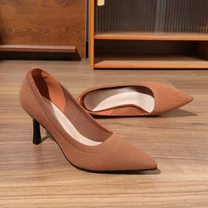 Brown Women’s Slim Heels Sexy and Versatile Women’s Party Pointed Women’s High Heels