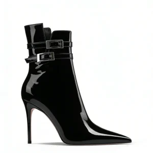 Bulk New Women’s Shiny Patent Leather Sexy Ankle Boots European Fashion Pointed Toe Stiletto High Heel Short Booties