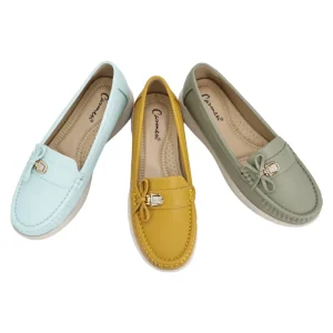 CA482-4 Women’s Solid Breathable Slip-On Round Toe Wedge Loafers PU Upper Soft Comfort All Seasons Shoes