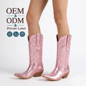 CHENO OEM Custom Logo Handmade Vintage Metallic Pink Bulk Country and Western Woman Cowboy Boots for Cowgirl Manufacturer