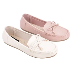 Ca450-3 Women’s Classic Flat Loafers Soft PU Upper Rubber Sole Lightweight Slip-On Comfortable Shoes