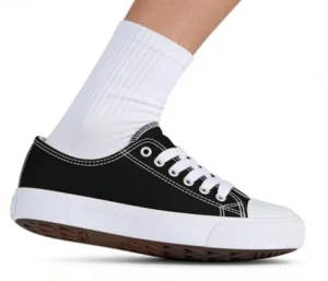 Canvas Lace Up Shoes Women Casual Low Top Black White Sneakers Fashion Tennis Shoes Size 9