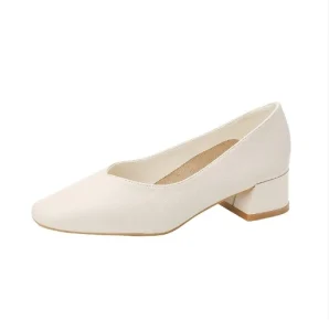 Casual Chunky Heel Single Shoes Summer Female Dress Work Shoes for Ladies