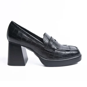 Casual JK Women’s Pumps Retro French Loafers with Thick-Heeled High-Heel English Style Shoes