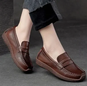 Casual Loafers for Women Leather Loafers Moccasins Flats Soft Driving Shoes Square Toe Flats Women Comfortable Shoes