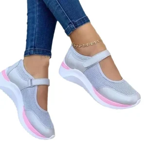 Casual Running Shoes Women’s Lace Closure Slope Heel PU Upper Rubber Midsole All Seasons Large Size