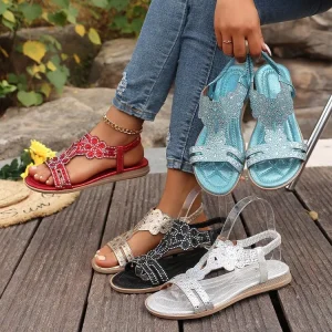 Casual Sandals Water Flower Women’s Beach Shoes Flat Women’s Shoes