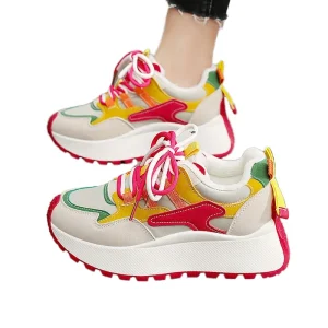 Casual Sports Shoes Winter New Thick-Soled Height-Increasing Lace-Up Women’s Casual Sports Shoes for Outdoor Sports