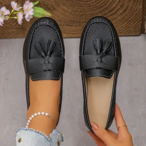 Casual Tassel Loafers for Women Soft Slip-On Flat Shoes Comfortable Walking and Office Shoes