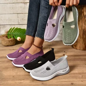 Casual Walking Tennis Sport Shoes Woman Lightweight PVC Breathable Sneakers Flat Running EVA Mesh Shoes
