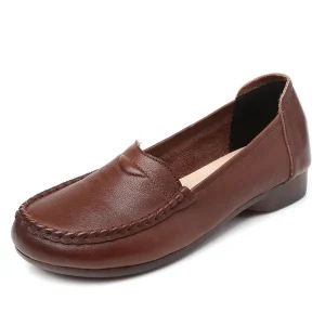 Casual Women’s Genuine Leather Flat Loafers Light Weight Slip On Shoes for Summer & Spring