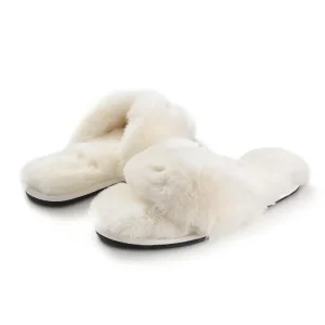 China Lambskin Shearling Wool Slipper Ladies Soft Lamb Fur House Slippers Real Fur Women’s Sheepskin Slipper